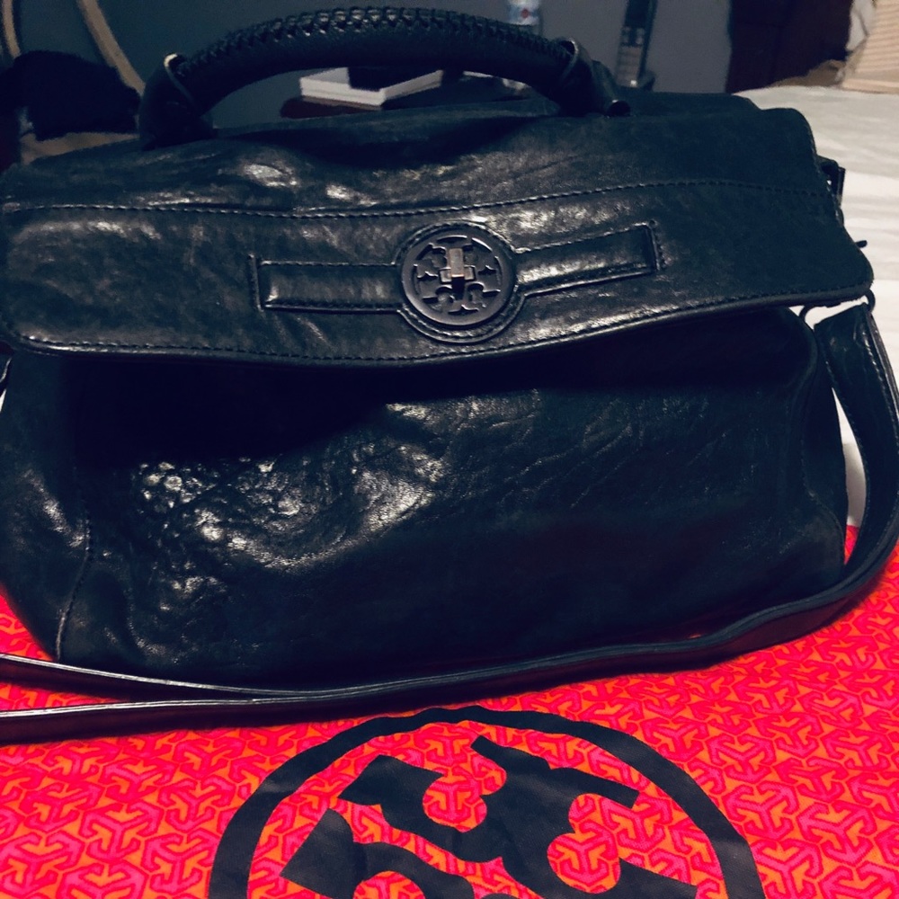 Black leather Tori Burch bag